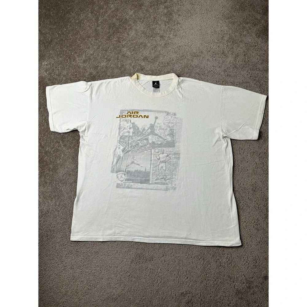 Vintage Mens T-shirt 2000s Air Jordan 23‎ Graphic White Jumpman Tee, Size XXL